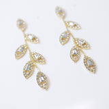 Swarovski Crystal Vine Leaves Earrings, Long Bridal Jewelry, Bridal Earrings And Necklace, Statement Earrings Cz .