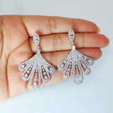 Swarovski Crystal Leaves Drops Peacock Earrings, Bridal Jewelry, Bridal Earrings, Crystal Bridal Earrings, Statement Earrings Cz