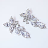 Swarovski Crystal Enchanted Floral Vine Leaves Earrings, Bridal Jewelry, Bridal Earrings, Crystal Bridal Earrings, Statement Earrings Cz