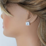 Cubic Zirconia Square stud Earrings, Bridal Jewelry, Bridal Stud Earrings, Crystal Bridal Earrings, Statement Earrings Cz