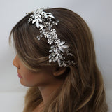 Swarovski Crystals Floral Leaves Garden Wedding Hair Vine, Pearl Bridal Hair Vine, Rhinestone Headband, Statement hair accessories.