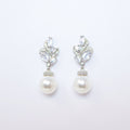 Cubic Zirconia White Pearl drop Dainty stud Earrings, Bridal Jewelry, Bridal Stud Earrings, Crystal Bridal Earrings, Statement Earrings Cz