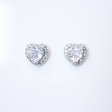 Cubic Zirconia Heart stud Earrings, Bridal Jewelry, Bridal Stud Earrings, Crystal Bridal Earrings, Statement Earrings Cz
