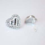 Cubic Zirconia Silver Dainty Heart stud Earrings, Bridal Jewelry, Bridal Stud Earrings, Crystal Bridal Earrings, Statement Earrings Cz