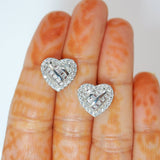 Cubic Zirconia Silver Dainty Heart stud Earrings, Bridal Jewelry, Bridal Stud Earrings, Crystal Bridal Earrings, Statement Earrings Cz