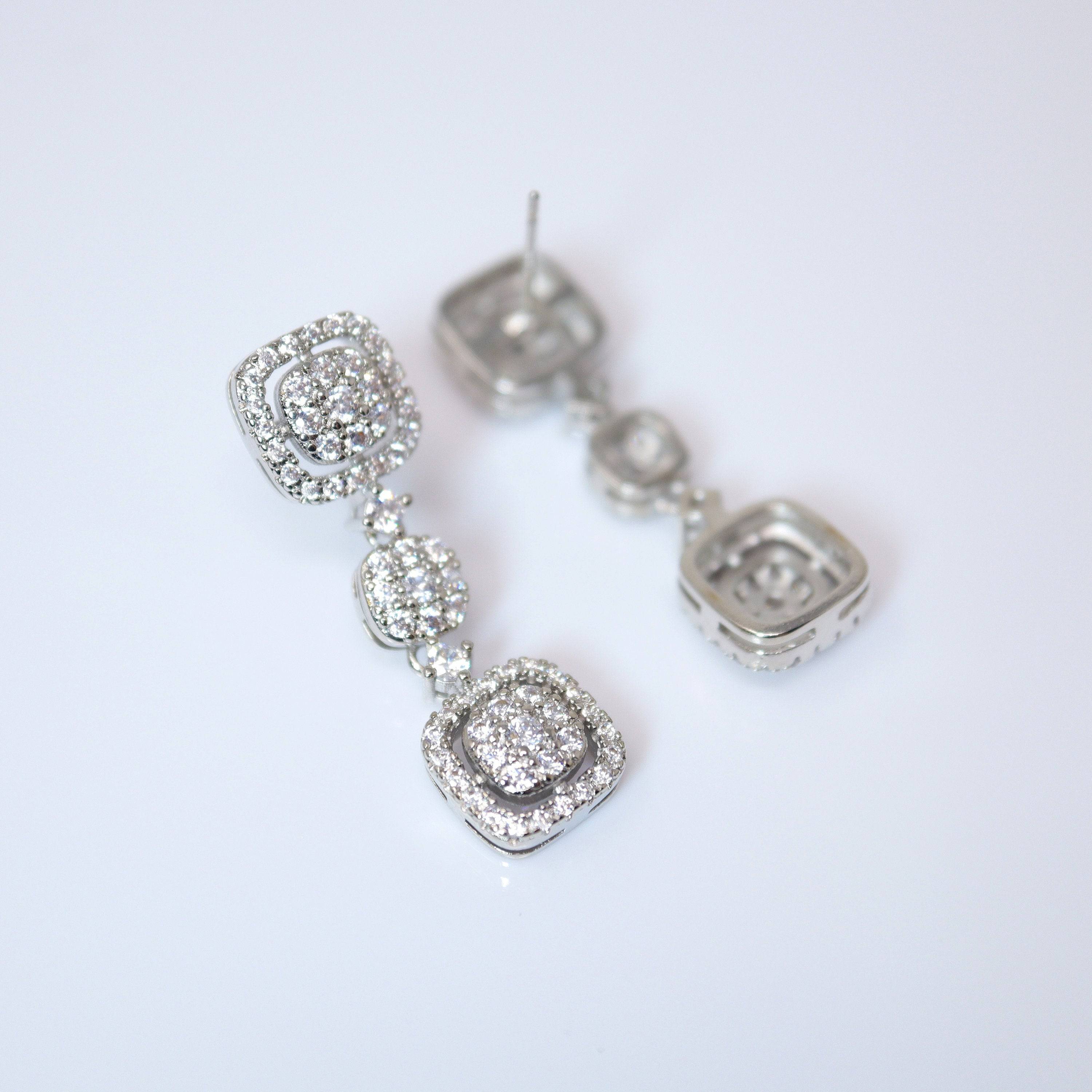 Cubic Zirconia Stargazing Diamond Earrings, Bridal Jewelry, Bridal Earrings, Crystal Bridal Earrings, Statement Earrings Cz