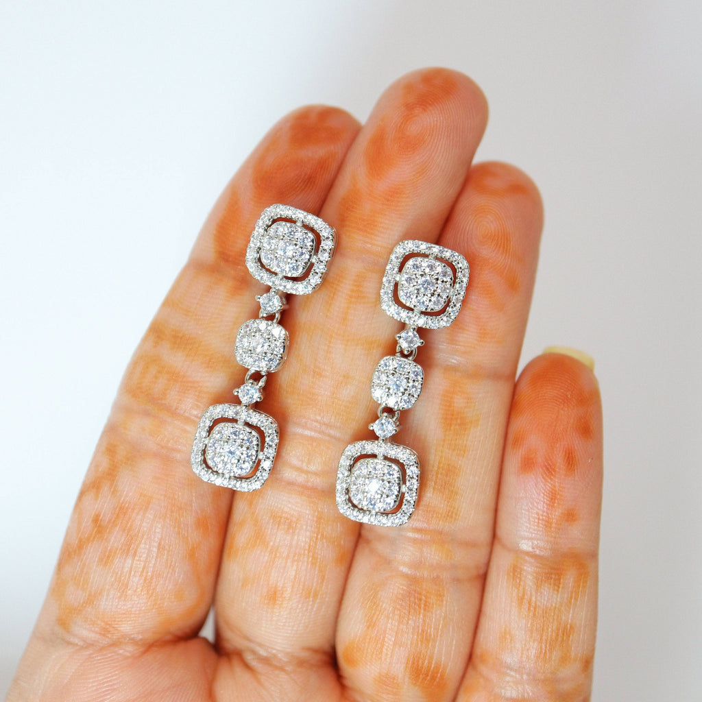 Cubic Zirconia Stargazing Diamond Earrings, Bridal Jewelry, Bridal Earrings, Crystal Bridal Earrings, Statement Earrings Cz