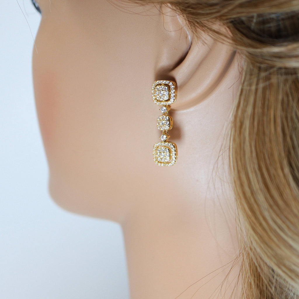 Cubic Zirconia Stargazing Diamond Earrings, Bridal Jewelry, Bridal Earrings, Crystal Bridal Earrings, Statement Earrings Cz