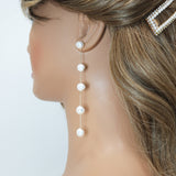14k gold Plated 5 Large Freshwater Cultured pearl Bezel Earrings,Long Bridal Jewelry, Pearl Bridal Earrings, Statement Earrings.