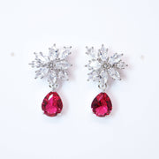 Cubic Zirconia Flower stud Drop Earrings, Bridal Jewelry, Bridal Stud Earrings, Crystal Bridal Earrings, Statement Earrings Cz