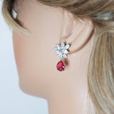 Cubic Zirconia Flower stud Drop Earrings, Bridal Jewelry, Bridal Stud Earrings, Crystal Bridal Earrings, Statement Earrings Cz