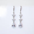 Cubic Zirconia Dainty Diamond Drop Crystal, Diamond Leaves Earrings, Long Bridal Jewelry, Bridal Earrings, Crystal Bridal Earrings Cz
