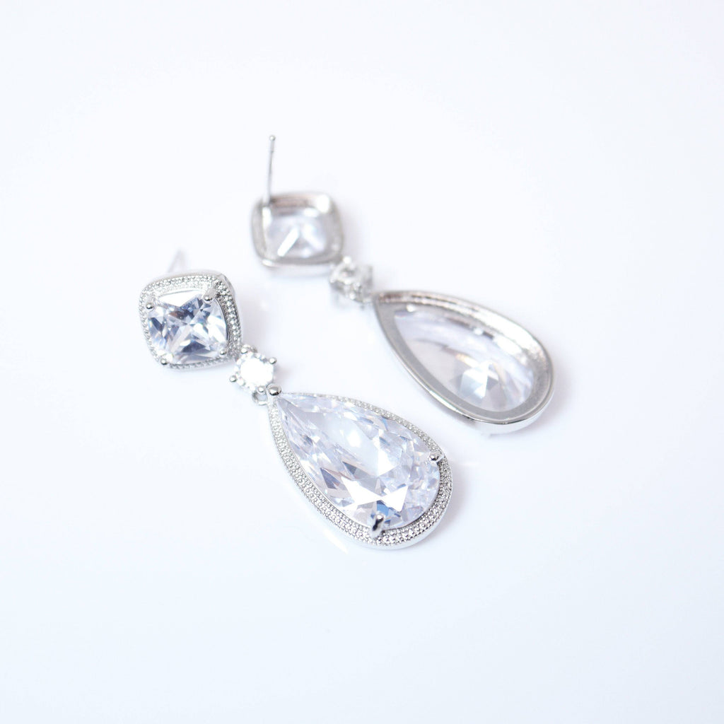 Cubic Zirconia Diamond Drop Galaxy Earrings, Bridal Jewelry, Bridal Earrings, Crystal Bridal Earrings, Statement Earrings C