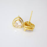 Cubic Zirconia Heart stud Earrings, Bridal Jewelry, Bridal Stud Earrings, Crystal Bridal Earrings, Statement Earrings Cz