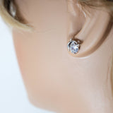 Cubic Zirconia Silver Dainty Dolphin stud Earrings, Bridal Jewelry, Bridal Stud Earrings, Crystal Bridal Earrings, Statement Earrings Cz