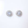 Cubic Zirconia Silver Dainty Round stud Earrings, Bridal Jewelry, Bridal Stud Earrings, Crystal Bridal Earrings, Statement Earrings Cz