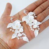 Swarovski Flower Petals Crystal, Rhinestone Earrings, Long Bridal Jewelry Bridal Earrings Crystal Bridal Earrings Statement Earrings Cz