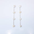 4 Freshwater Cultured pearl Bezel Earrings, 14k gold plated Long Bridal Jewelry, Sterling Silver Pearl Bridal Earrings, Statement Earrings.