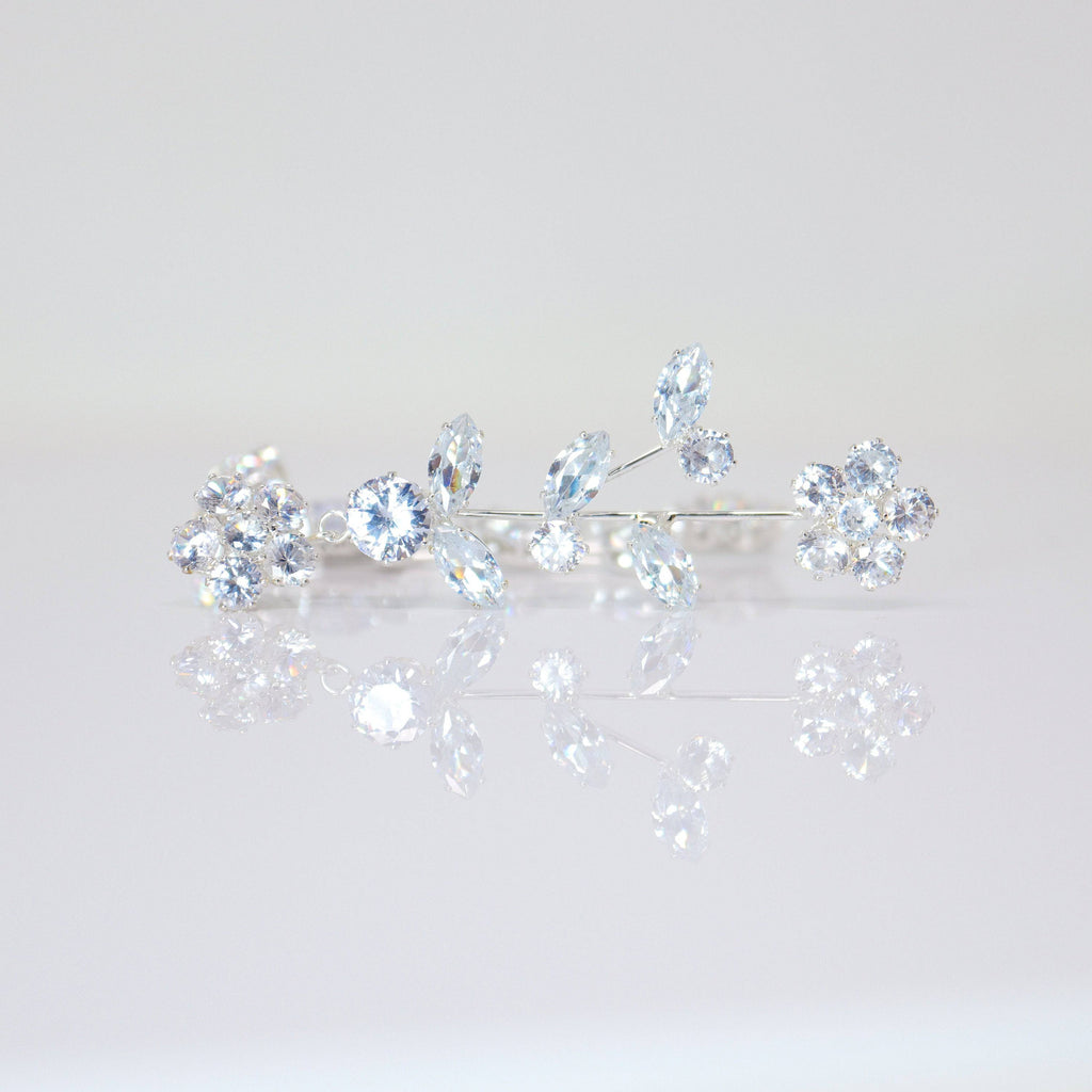 Swarovski Crystal Vine Leaves Flower Drop Earrings, Bridal Jewelry, Bridal Earrings, Crystal Bridal Earrings, Statement Earrings Cz