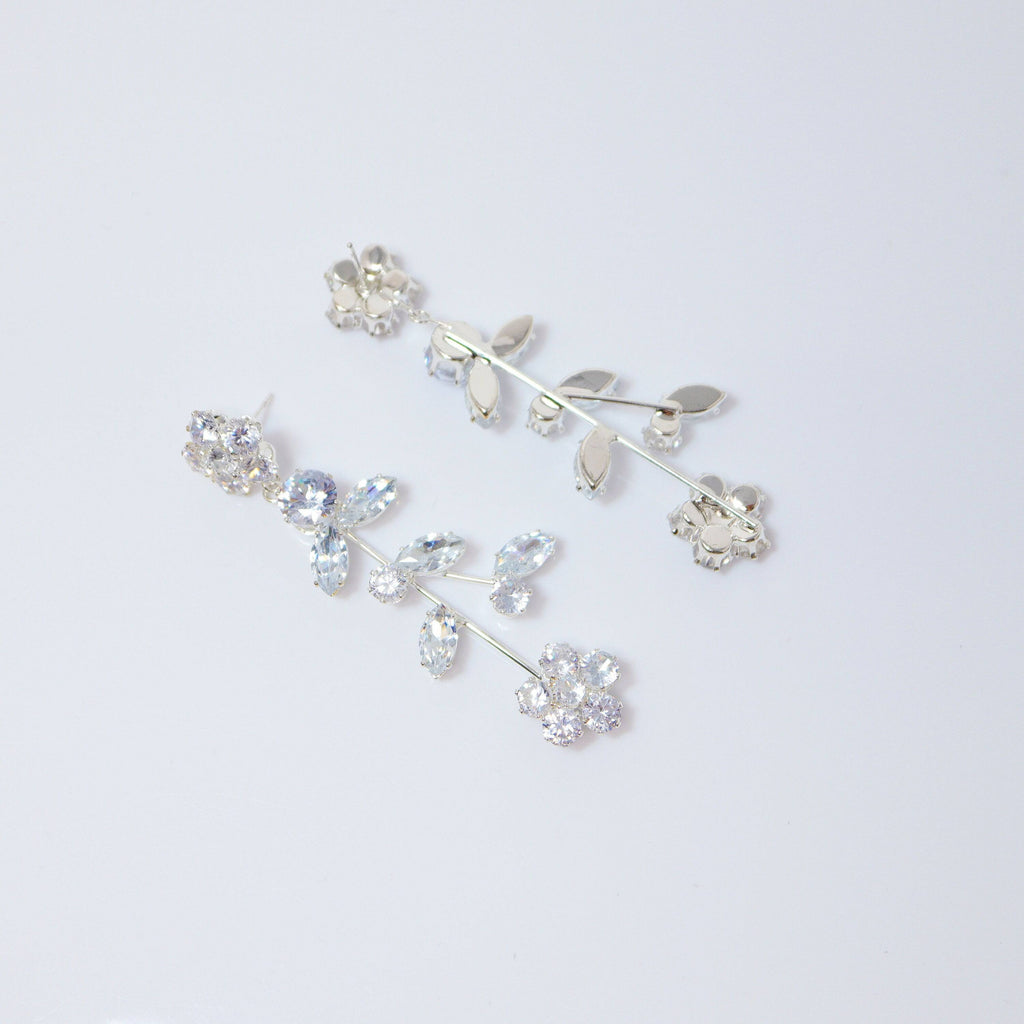 Swarovski Crystal Vine Leaves Flower Drop Earrings, Bridal Jewelry, Bridal Earrings, Crystal Bridal Earrings, Statement Earrings Cz