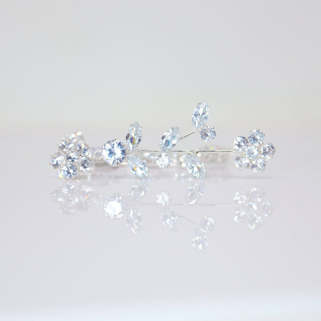 Swarovski Crystal Vine Leaves Flower Drop Earrings, Bridal Jewelry, Bridal Earrings, Crystal Bridal Earrings, Statement Earrings Cz