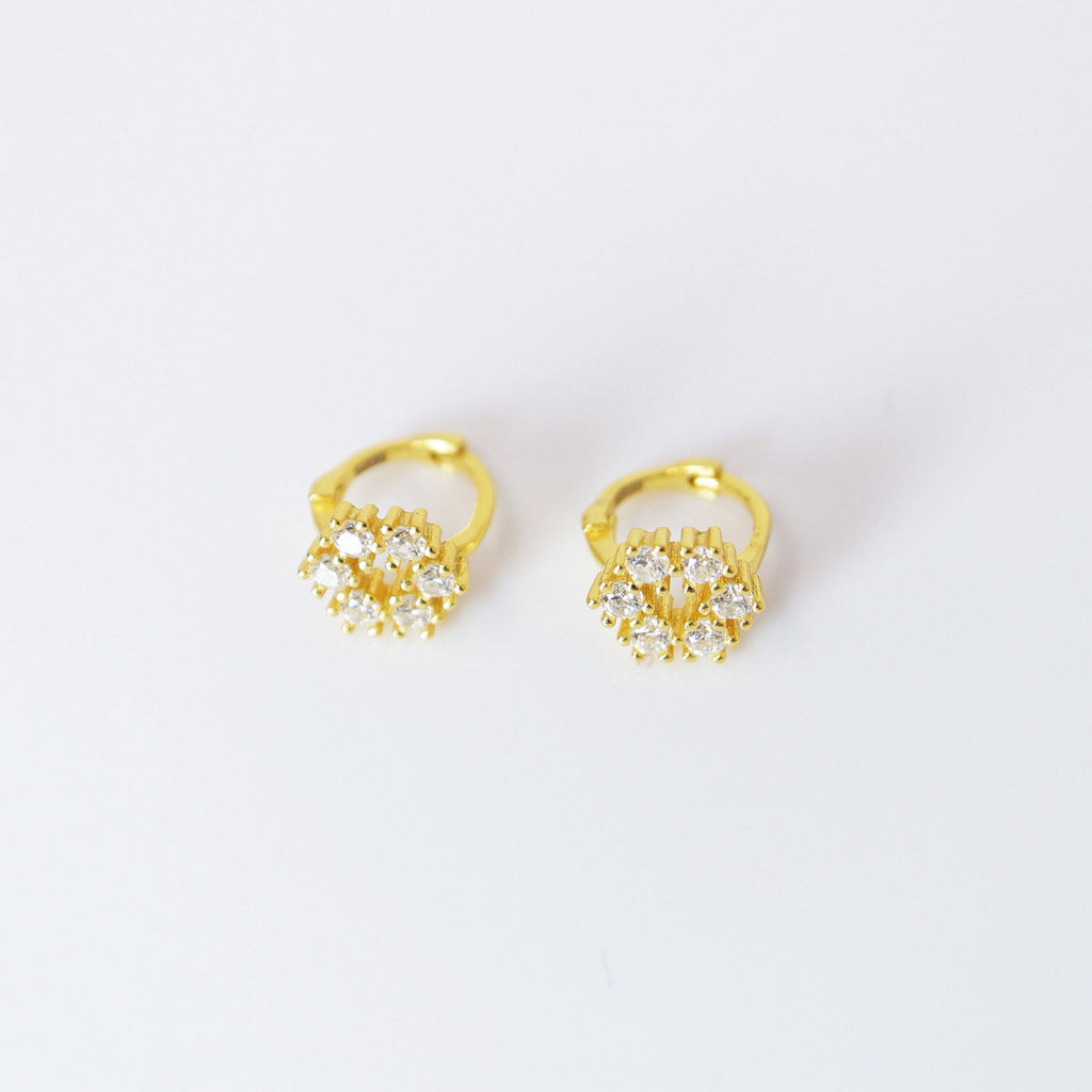 6mm Swarovski Crystal 14k Gold And Sterling Silver Floral Cartilage Hoop Earrings, Statement Earrings, Upper Helix Hoop Earrings.