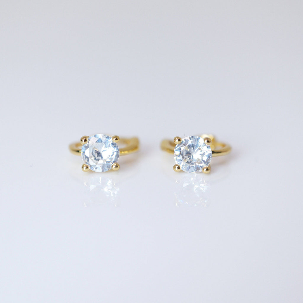 6mm Swarovski Crystal 14k Gold And Sterling Silver Cartilage Hoop Earrings, Statement Earrings, Upper Helix Hoop Earrings.