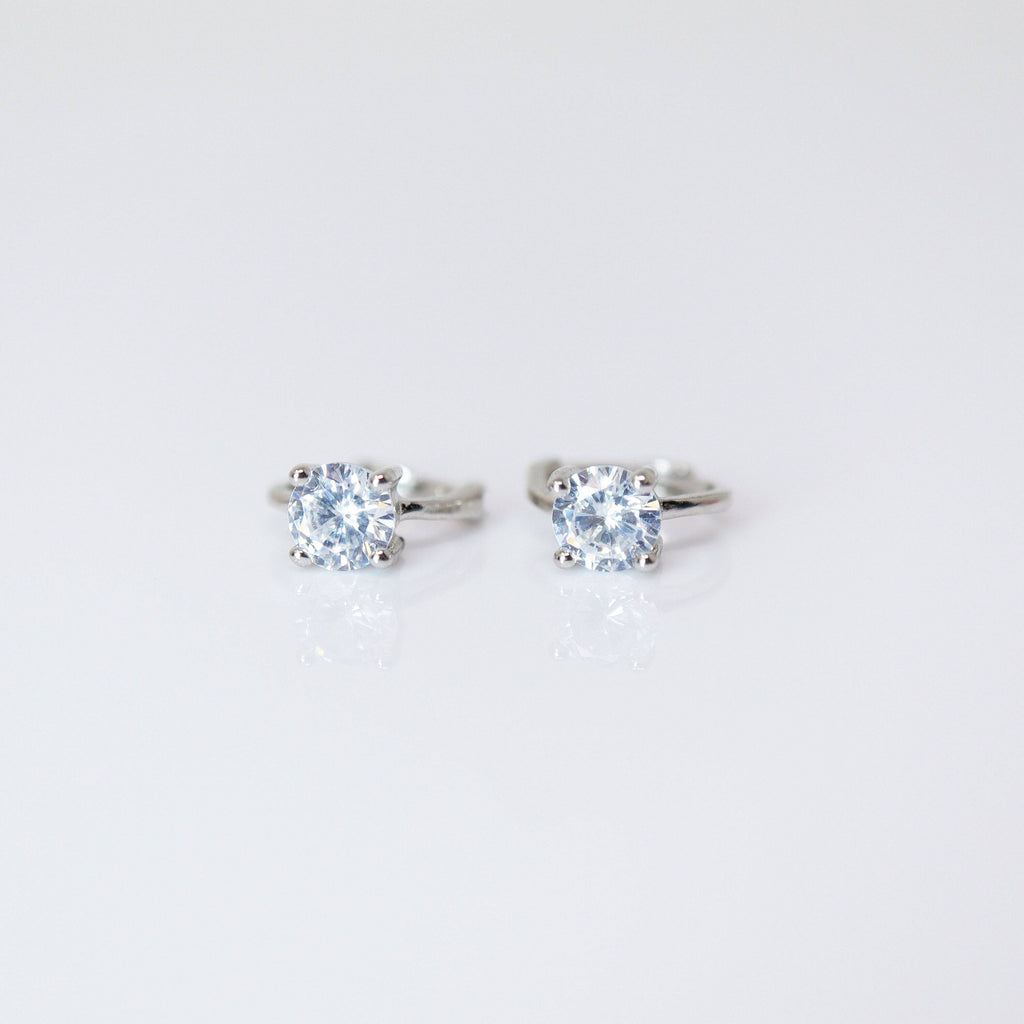 6mm Swarovski Crystal 14k Gold And Sterling Silver Cartilage Hoop Earrings, Statement Earrings, Upper Helix Hoop Earrings.