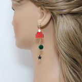 Christmas Themed earrings, Long Tassel Christmas Earrings Statement Christmas earrings.