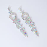 Swarovski AB Crystal Rainbow Bride Earrings, Extra Long Bridal Earrings, Crystal Bridal Earrings, Statement Earrings, Gold Bride Earring.