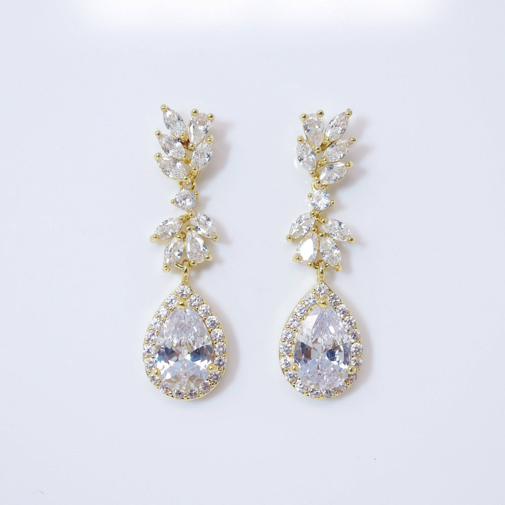 Swarovski Vine Leaves Drop, Long Dangle Crystal, Diamond Earrings, Long Bridal Jewelry, Crystal Bridal Earrings, Statement Earrings Cz