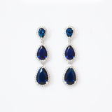 Royal Blue Drop Crystal/Diamond Earrings, Long Bridal Jewelry, Bridal Earrings, Crystal Bridal Earrings, Statement Earrings Cz