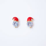 Cz Red Santa Hat Stud Earrings, Star Christmas Earrings Statement Christmas earrings.