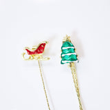 Two In One Climbing Santa tassel Christmas Tree Earrings, Long Tassel Christmas Earrings Statement Christmas earrings.