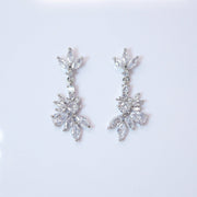 Swarovski Crystal Lotus Leaves Flower Dainty Earrings, Bridal Jewelry, Bridal Earrings, Crystal Bridal Earrings, Statement Earrings Cz