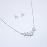 Swarovski Crystal Dainty 5 Square Geometric Necklace And Earrings Set , Bridal Jewelry, Statement Earrings Cz, Necklace Set