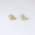 6mm Swarovski Crystal 14k Gold And Sterling Silver Flower Cartilage Hoop Earrings, Statement Earrings, Upper Helix Hoop Earrings.