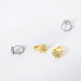 6mm Swarovski Crystal 14k Gold And Sterling Silver Flower Cartilage Hoop Earrings, Statement Earrings, Upper Helix Hoop Earrings.