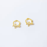 6mm Swarovski Crystal 14k Gold And Sterling Silver Cross Cartilage Hoop Earrings, Statement Earrings, Upper Helix Hoop Earrings.