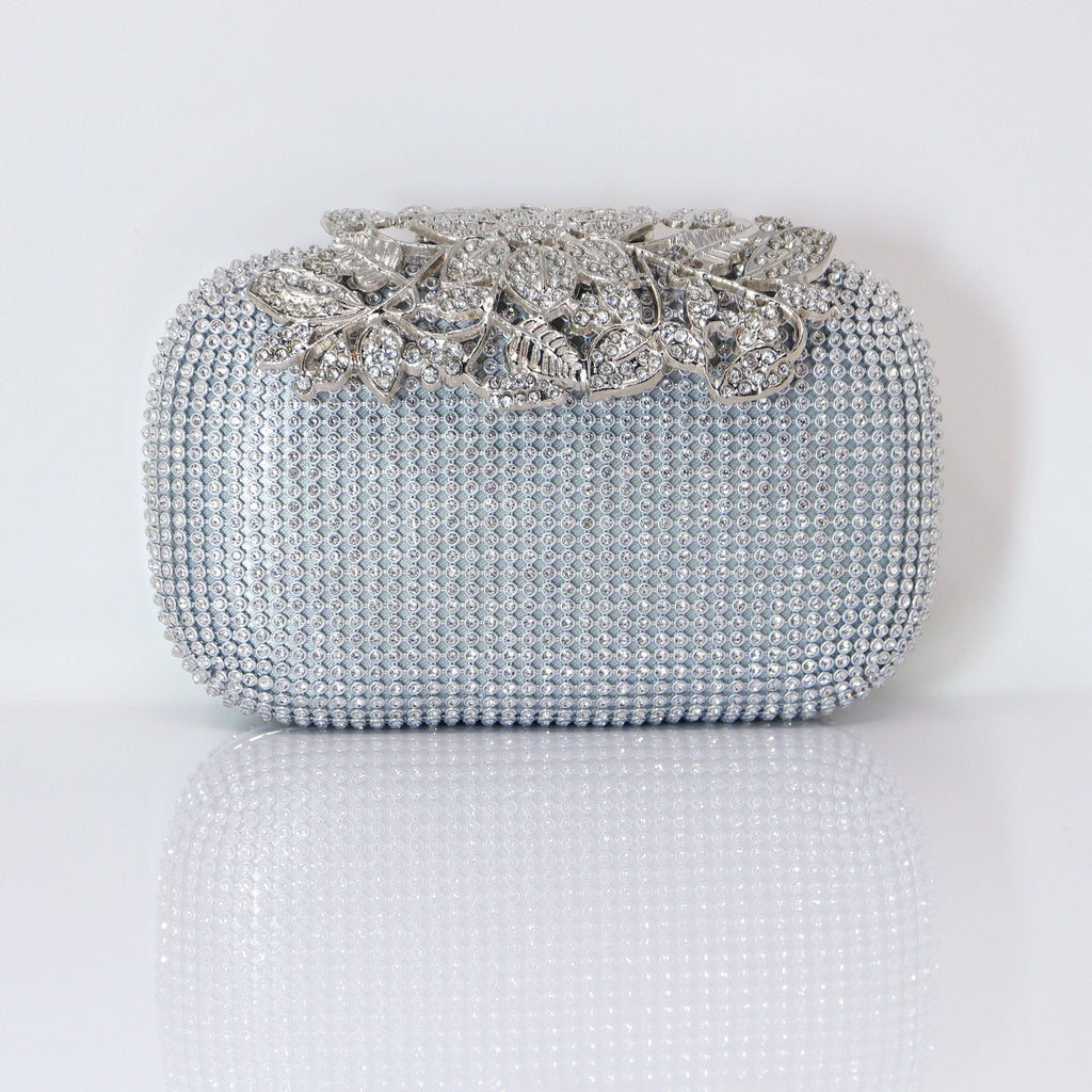 Silver & Gold Crystal Wedding Clutch, Statement Bag, Evening Clutch, Wedding Clutch, Bridal Bag, White Cross Body Bag