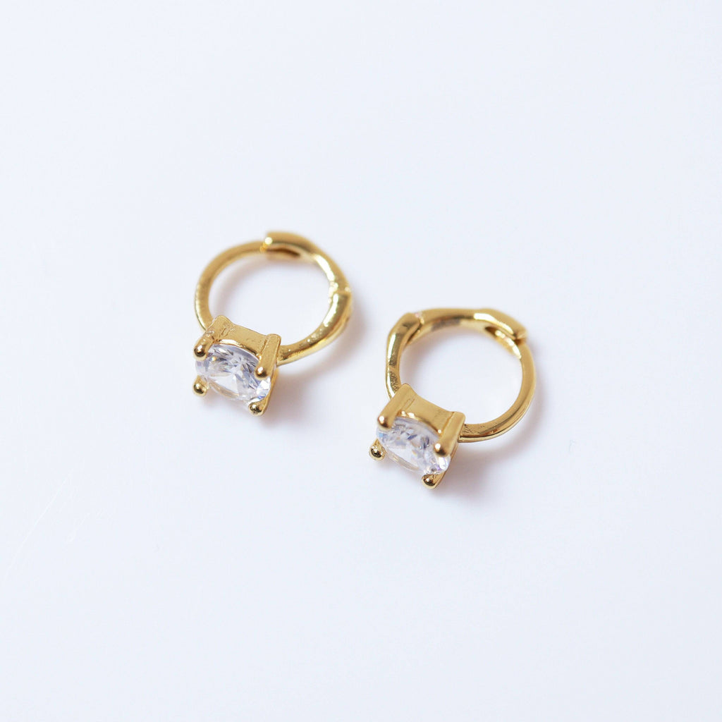 6mm Swarovski Crystal 14k Gold And Sterling Silver Cartilage Hoop Earrings, Statement Earrings, Upper Helix Hoop Earrings.
