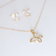 Swarovski Crystal Butterfly Bridal Jewelry, Bridesmaid Earrings And Necklace, Crystal Earrings, Maid Of Honor Gift Cz