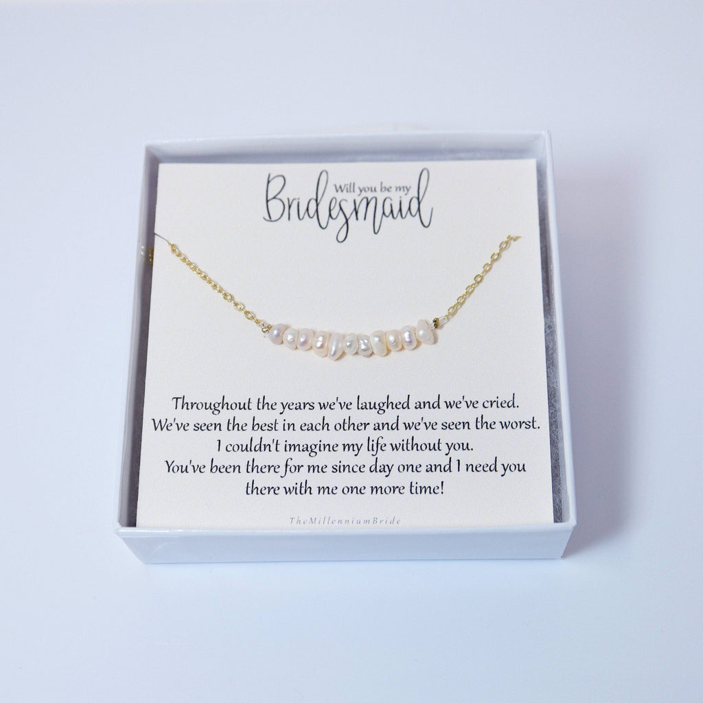 Natural Freshwater Pearls Bridesmaid Jewelry, Pearl Bridesmaid Earrings And Necklace, Crystal Earrings, Maid Of Honor Gift