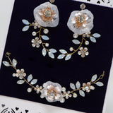 Swarovski opal Flower Petals Crystal, Rhinestone Earrings, Long Bridal Jewelry Bridal Earrings Crystal Bridal Earrings Statement Earrings Cz