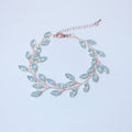 Clear Stone Rhinestone Bracelet, Vine Leaves Bracelet, Statement Bracelet, Opal Bracelet, Gift for her, Custom Gift.