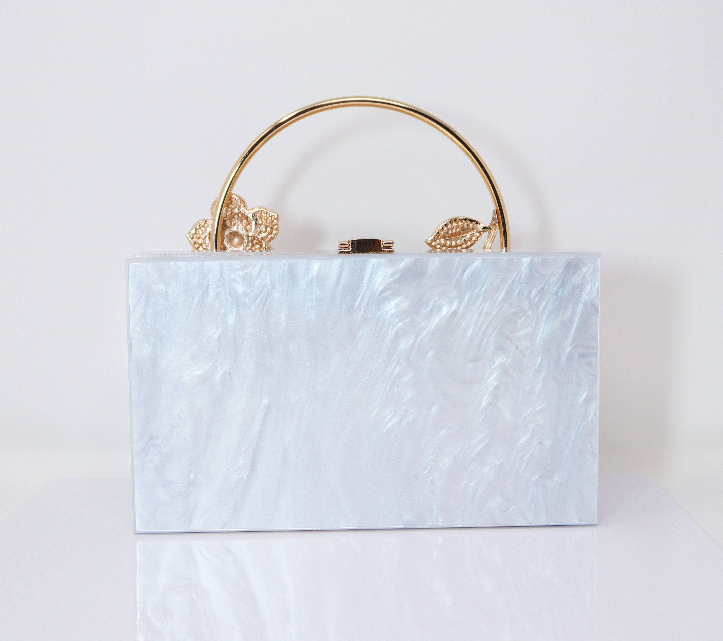 Mooting Elegant Pearl Clutch Crystal Purses Ivory White Wedding Evening Bag  for Women (1): Handbags: Amazon.com