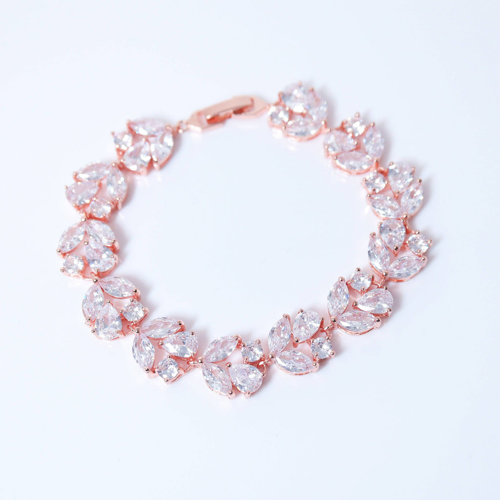 Rosegold Floral Leaves Dainty Bracelet, Delicate Bracelet, Bracelet Femme, Wedding Bracelet, Bridesmaid Gift, Bridal Bracelet.