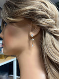 CZ Gold Leaves Drop Vine Crystal/Diamond Earrings, Long Bridal Jewelry, Bridal Earrings, Crystal Bridal Earrings, Statement Earrings Cz