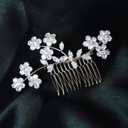 Cubic Zirconia, Diamond Vine Leaves Floral Bridal Hair Comb, Bridal Hair Piece, Bridal Hair Accessories, Wedding Hair Accessory.