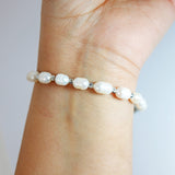 925 Sterling Silver Freshwater Pearl Bracelet (Adjustable Length) Bridal Jewelry, Statement Bracelet, Wedding Gift, Birthday Gift.